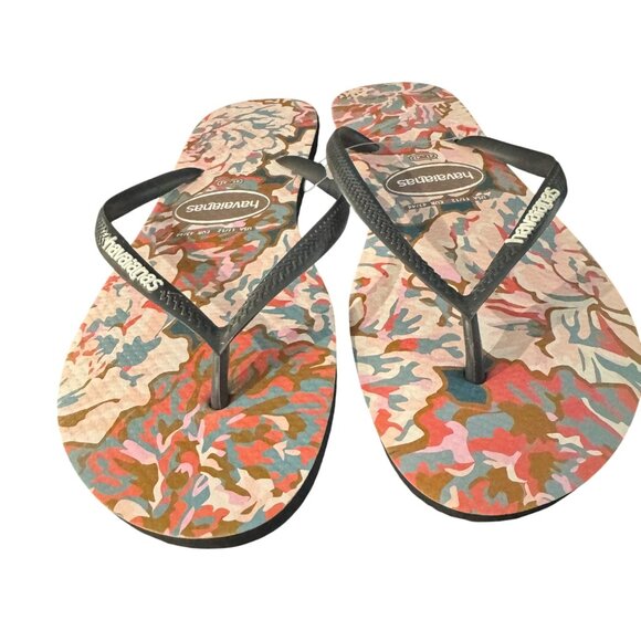 Havaianas Shoes - Havaianas Slim Petals Flip Flops Women's Floral Pattern Sandals, Size 11/12